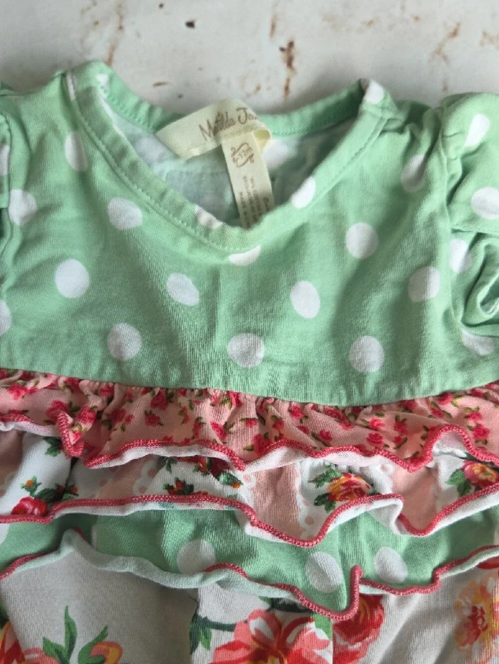 Matilda Jane Girls Floral Ruffle One-Piece — Green, Pink, Red
